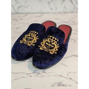 FLQL Men's Leather/Velvet Slippers, Size 7